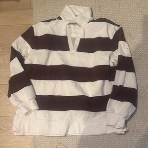 Z Supply Brown and White Striped Sweatshirt